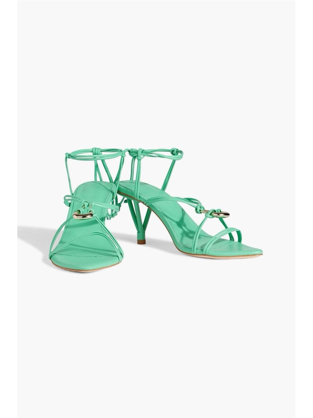 AJE Leda teal green Mid-Heel Sandals with Ankle Tie
